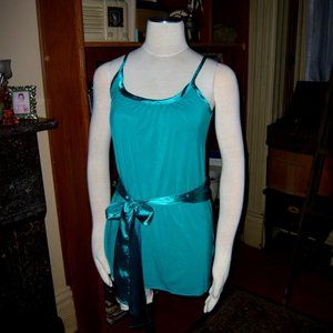 Rare Green tank top with silk tie XS-S Cotton and satin tie